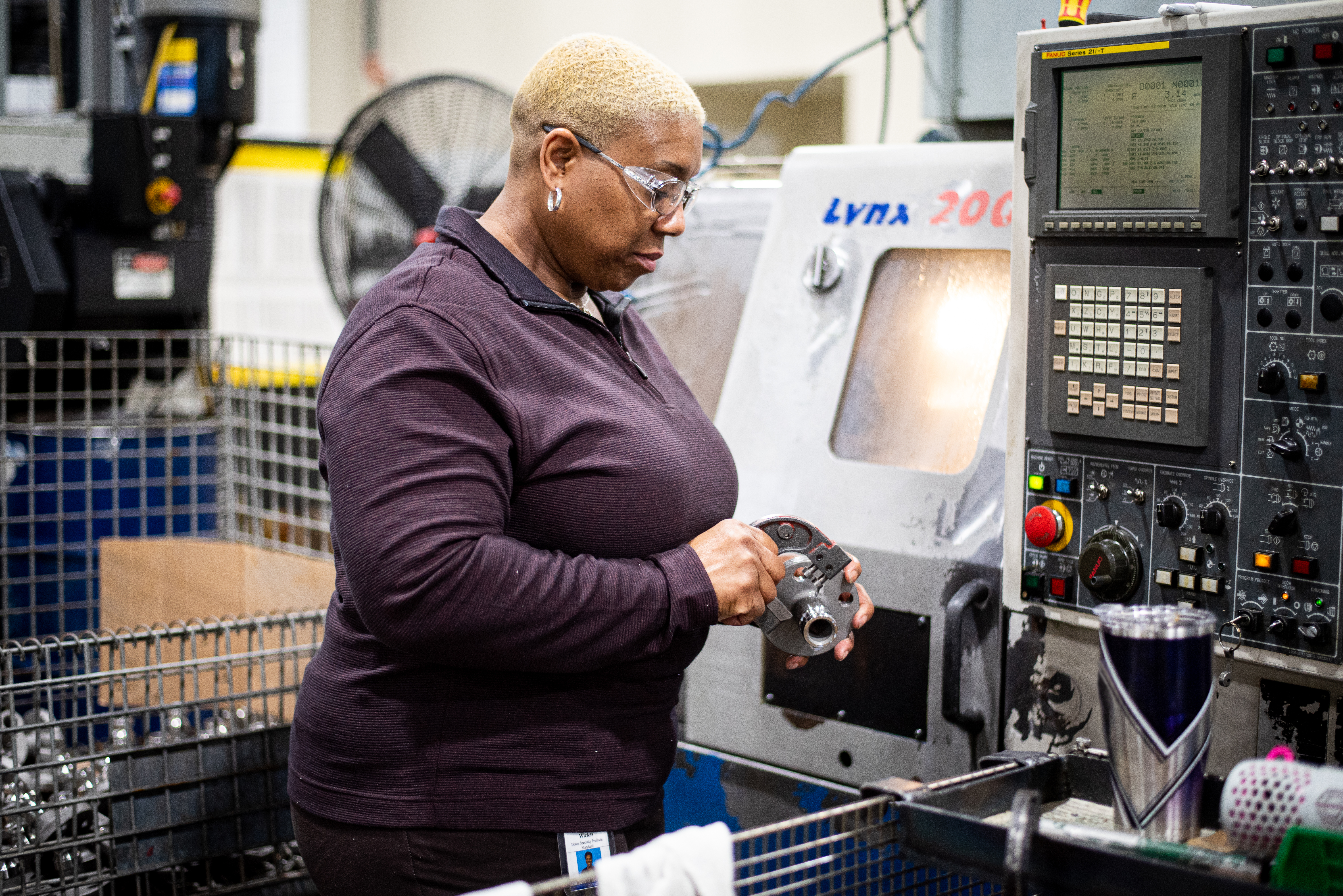 Woman working at a machine